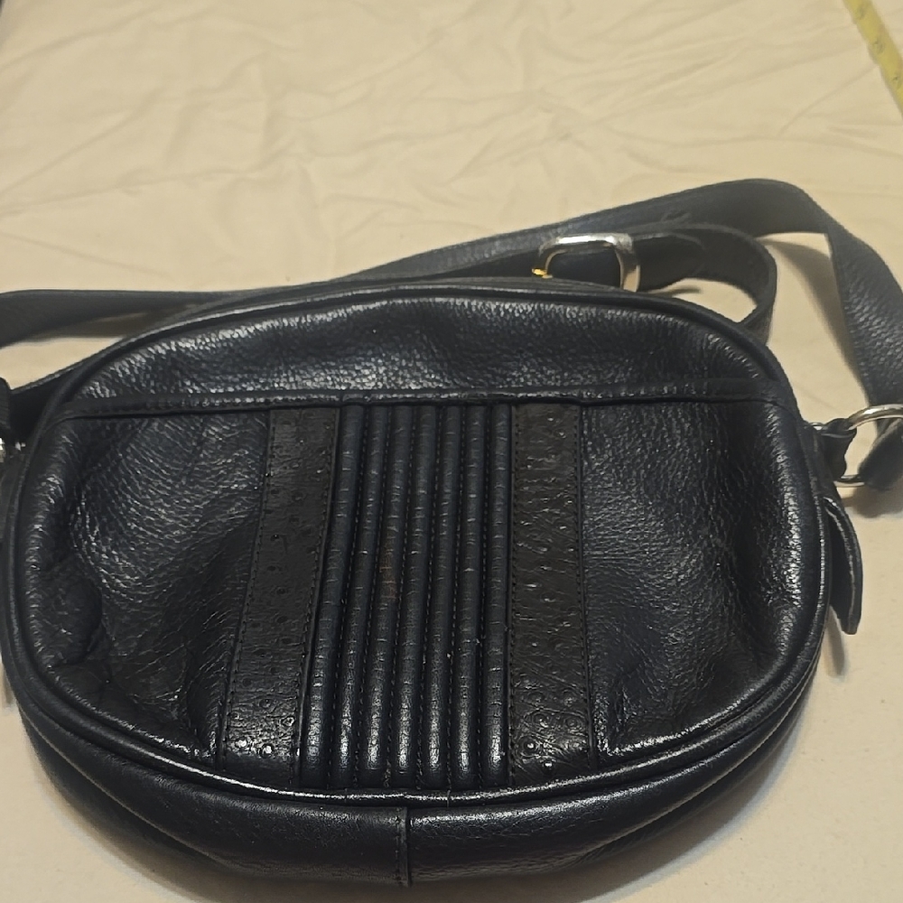 Chic Black Leather‎ Crossbody Bag